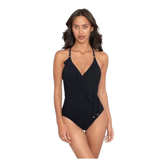 Amoressa Women's Size 8 MEDIUM Beau One Piece Black Miracle Suimsuit - Picture 4 of 8
